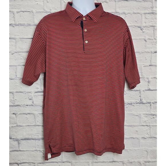 Peter Millar Shirt Mens Size XL Pink Navy Stripe Golf Polo - Picture 1 of 16